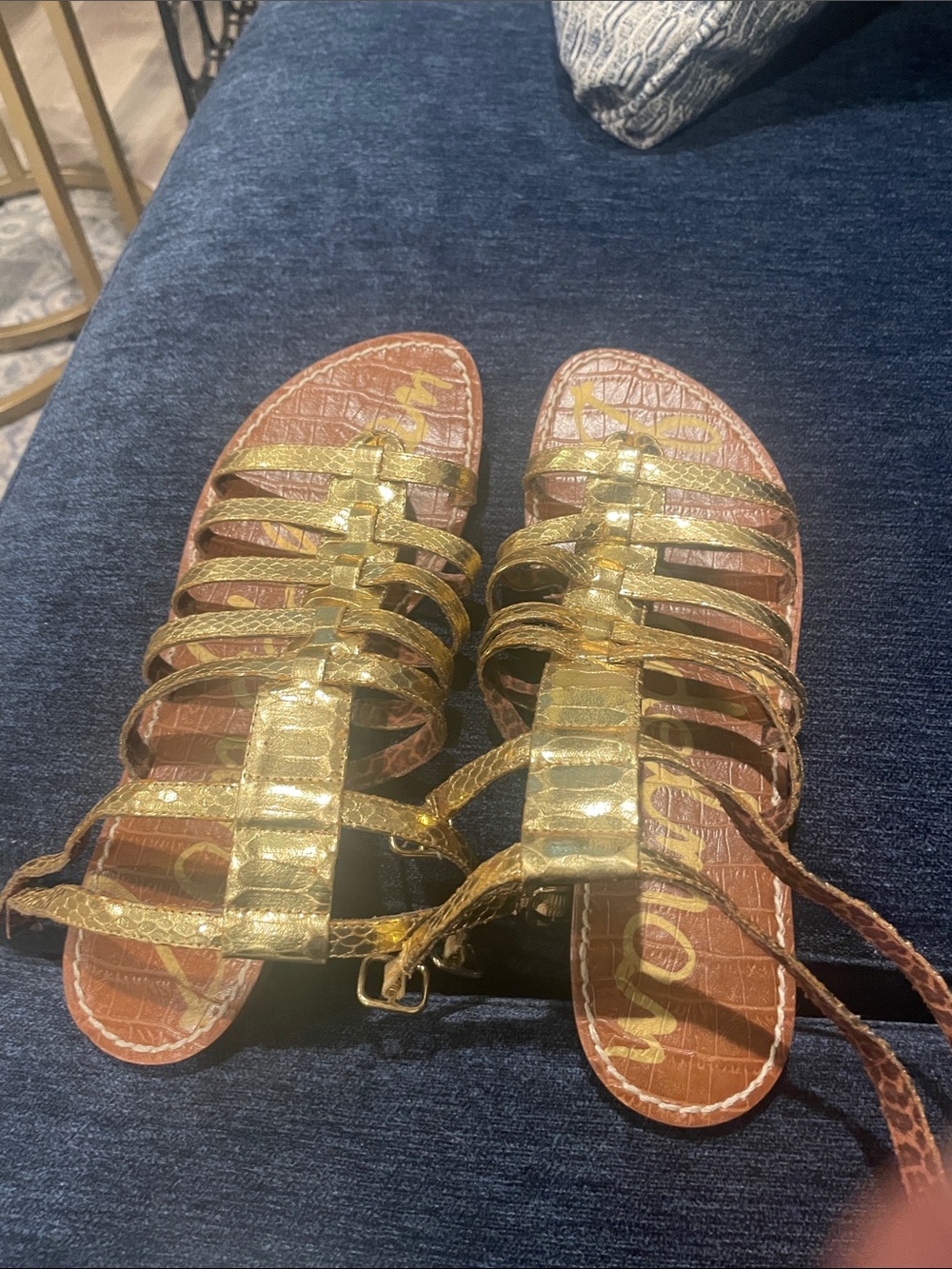 Women’s Strappy Metallic Gold Gladiator Sandals by Sam Edelman